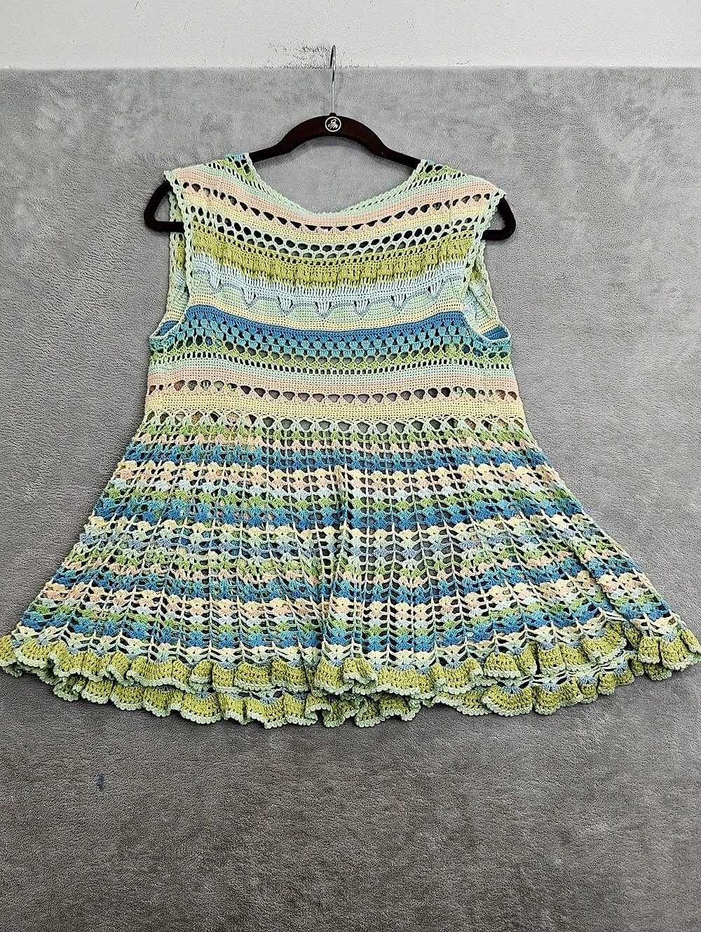Free People Pastel Crochet Open Sweater Vest XS